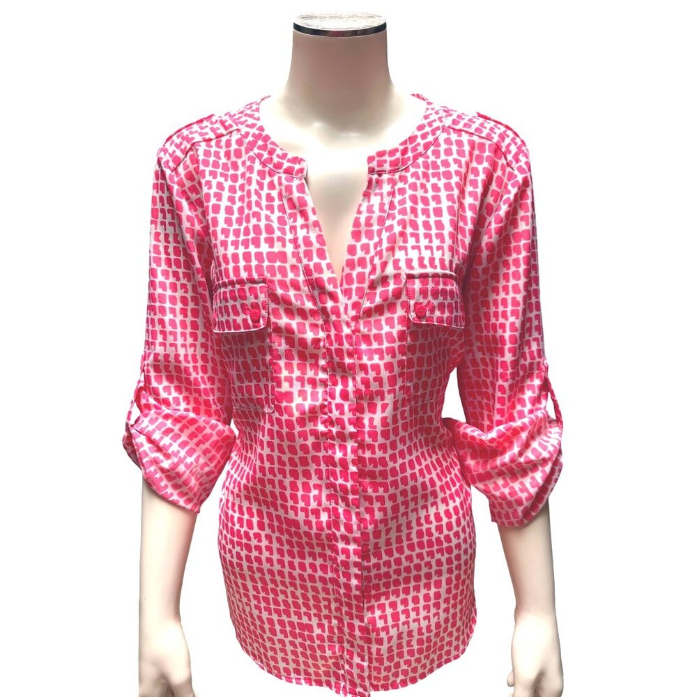 Collective Concepts Medium Pink White Hearts Patt… - image 1